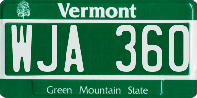 VT license plate WJA360