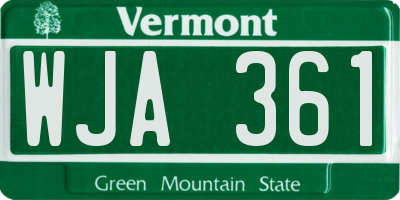 VT license plate WJA361