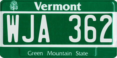 VT license plate WJA362