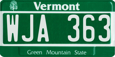 VT license plate WJA363