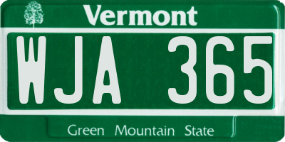 VT license plate WJA365