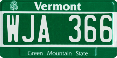 VT license plate WJA366