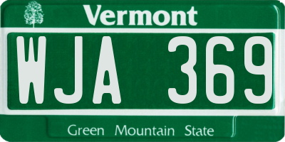 VT license plate WJA369