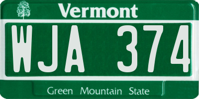 VT license plate WJA374