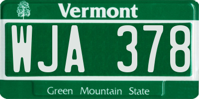 VT license plate WJA378