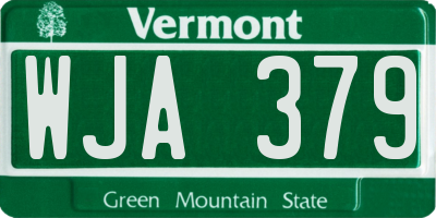 VT license plate WJA379