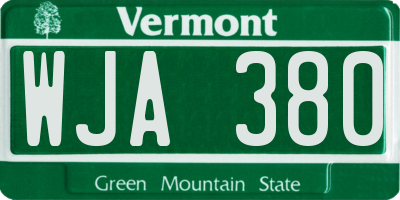 VT license plate WJA380