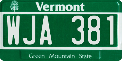 VT license plate WJA381