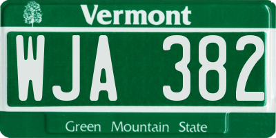 VT license plate WJA382