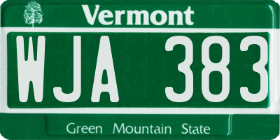 VT license plate WJA383