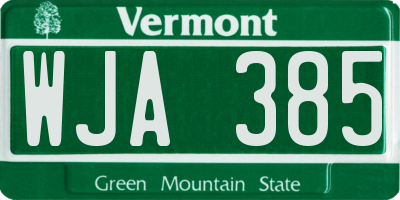 VT license plate WJA385