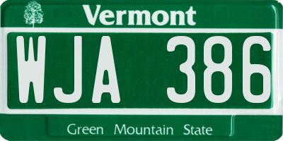VT license plate WJA386