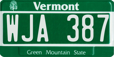 VT license plate WJA387