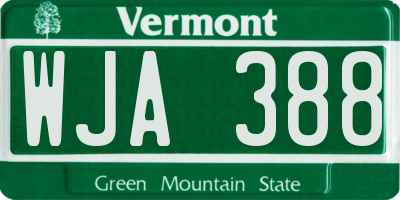 VT license plate WJA388