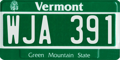 VT license plate WJA391