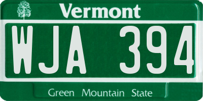 VT license plate WJA394