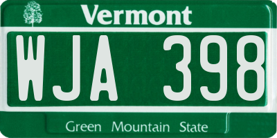 VT license plate WJA398