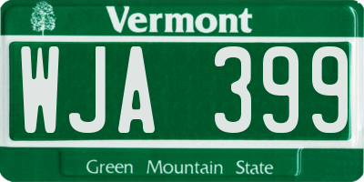 VT license plate WJA399