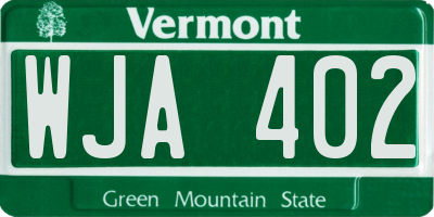 VT license plate WJA402