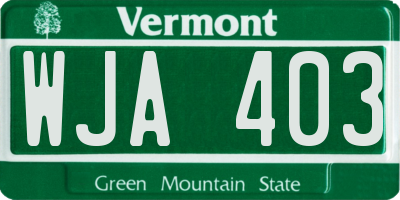 VT license plate WJA403