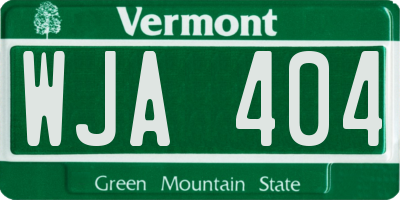 VT license plate WJA404
