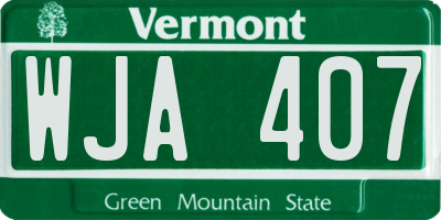 VT license plate WJA407
