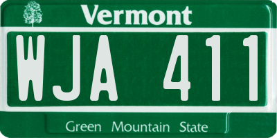 VT license plate WJA411