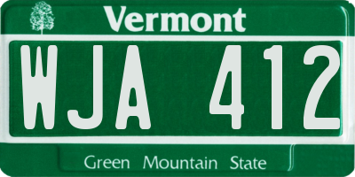 VT license plate WJA412