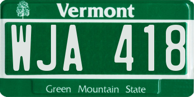 VT license plate WJA418