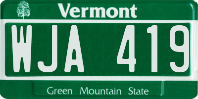 VT license plate WJA419