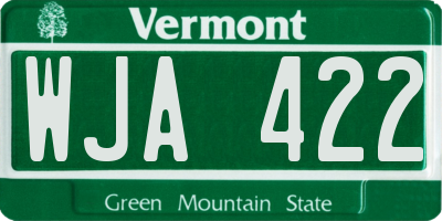 VT license plate WJA422