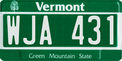 VT license plate WJA431