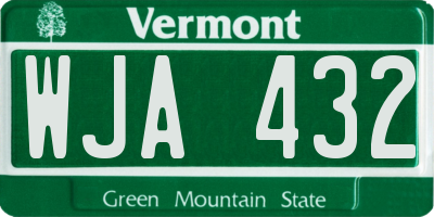 VT license plate WJA432