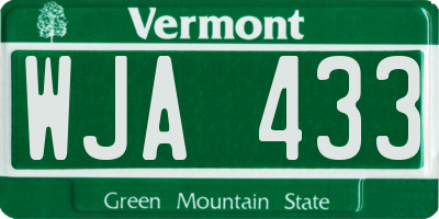 VT license plate WJA433