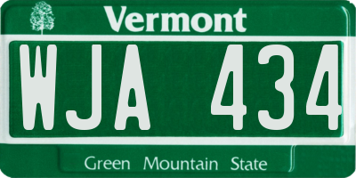 VT license plate WJA434