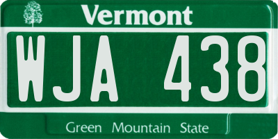 VT license plate WJA438