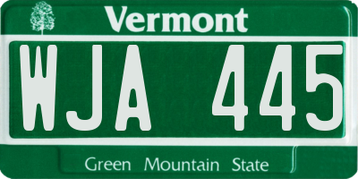VT license plate WJA445