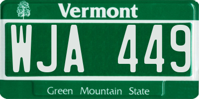 VT license plate WJA449