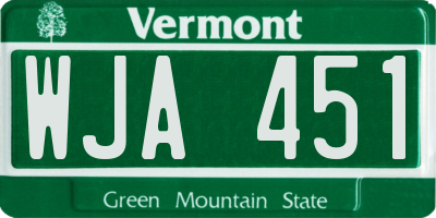 VT license plate WJA451