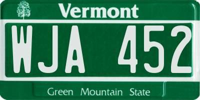 VT license plate WJA452