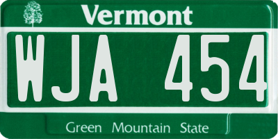 VT license plate WJA454