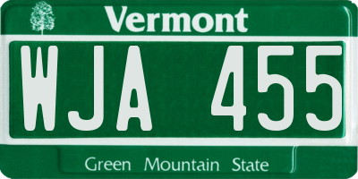 VT license plate WJA455