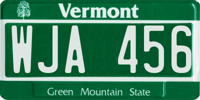 VT license plate WJA456