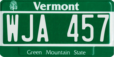 VT license plate WJA457