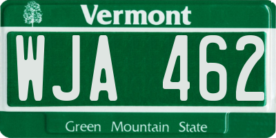VT license plate WJA462