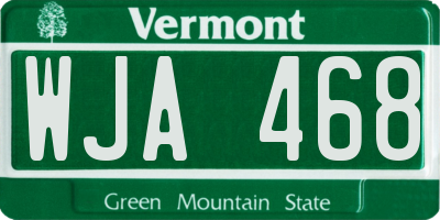 VT license plate WJA468