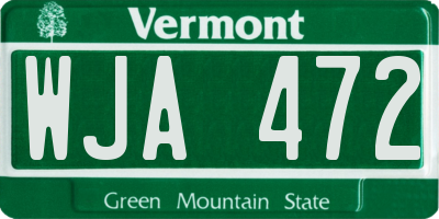 VT license plate WJA472