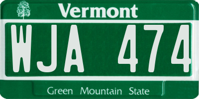 VT license plate WJA474