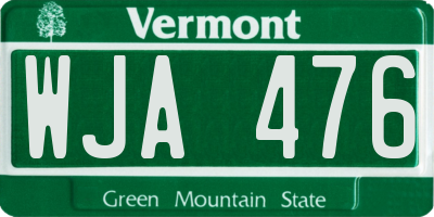 VT license plate WJA476