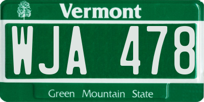 VT license plate WJA478